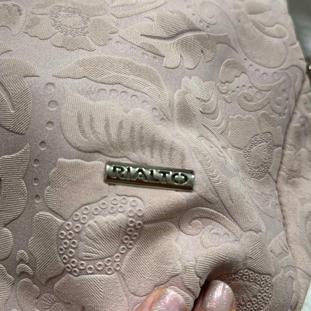 NWT Pink Leather Floral Embossed Shoulder Crossbody Bag Made in Italy - Picture 2 of 13